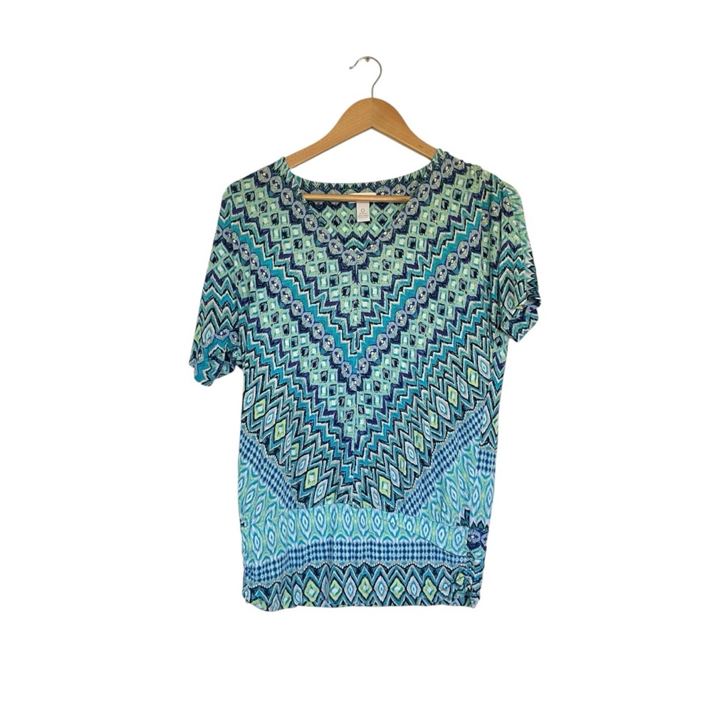 Chico’s Multicolor Short Sleeve Blouse Size 0 Women’s Casual Top Pre-Owned